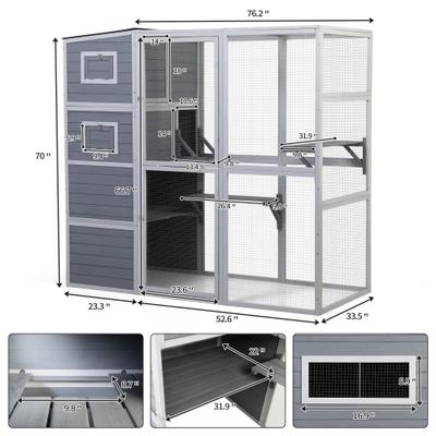 Coziwow Catio Wooden Outdoor Cat Playpen, Large