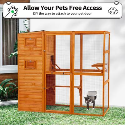 Show full view: Coziwow Catio Wooden Outdoor Cat Playpen, Large, Orange slide 9 of 10