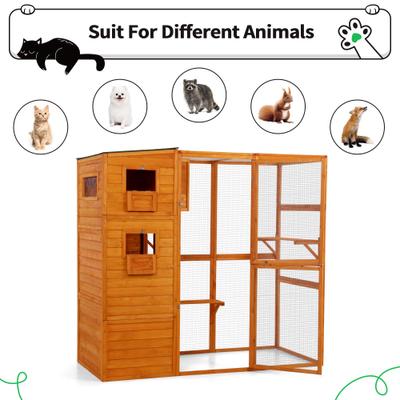 Show full view: Coziwow Catio Wooden Outdoor Cat Playpen, Large, Orange slide 6 of 10