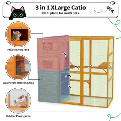 Show full view: Coziwow Catio Wooden Outdoor Cat Playpen, Large, Orange slide 2 of 10