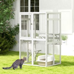 Coziwow Catio Wooden Outdoor Cat Playpen, White