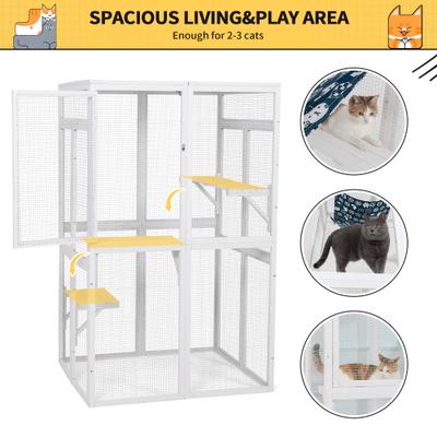 Show full view: Coziwow Catio Wooden Outdoor Cat Playpen, White slide 4 of 9