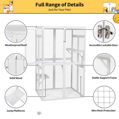 Show full view: Coziwow Catio Wooden Outdoor Cat Playpen, White slide 5 of 9
