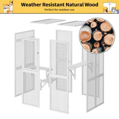 Show full view: Coziwow Catio Wooden Outdoor Cat Playpen, White slide 3 of 9