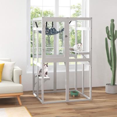 Show full view: Coziwow Catio Wooden Outdoor Cat Playpen, White slide 8 of 9