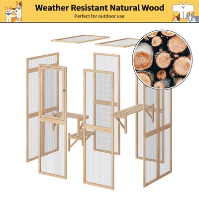 Show full view: Coziwow Catio Wooden Outdoor Cat Playpen, Wood slide 3 of 9