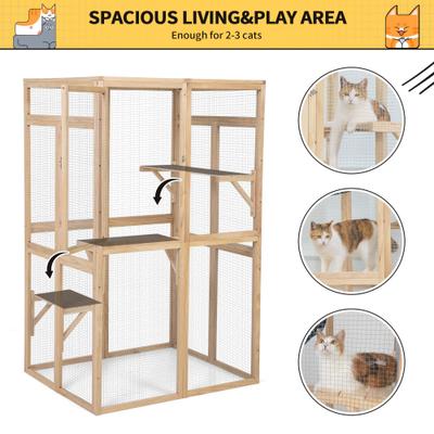 Show full view: Coziwow Catio Wooden Outdoor Cat Playpen, Wood slide 4 of 9