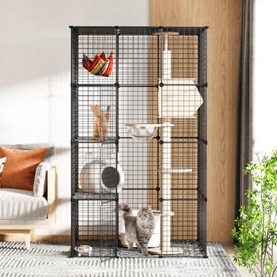 Show full view: Coziwow DIY 4-Door Large Cat Cage Playpen, Black, 72-in slide 3 of 11