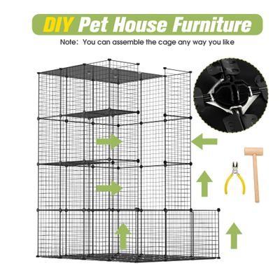 Show full view: Coziwow DIY 4-Door Large Cat Cage Playpen, Black, 72-in slide 4 of 11