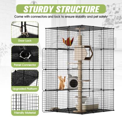 Show full view: Coziwow DIY 4-Door Large Cat Cage Playpen, Black, 72-in slide 6 of 11