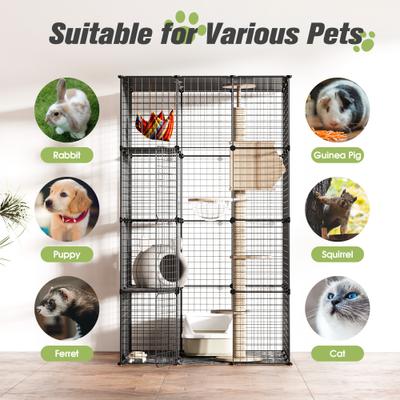 Show full view: Coziwow DIY 4-Door Large Cat Cage Playpen, Black, 72-in slide 7 of 11