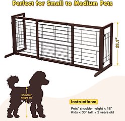 Coziwow Extra Wide Adjustable Wooden Freestanding Dog Gate, Brown slide 2 of 6