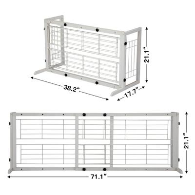 Show full view: Coziwow Extra Wide Adjustable Wooden Freestanding Dog Gate, White slide 6 of 8