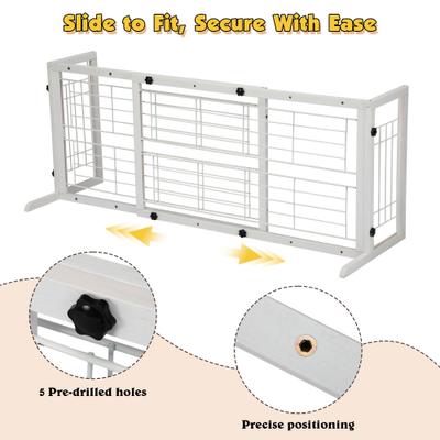 Show full view: Coziwow Extra Wide Adjustable Wooden Freestanding Dog Gate, White slide 5 of 8