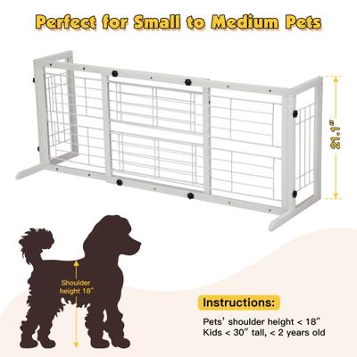 Show full view: Coziwow Extra Wide Adjustable Wooden Freestanding Dog Gate, White slide 4 of 8