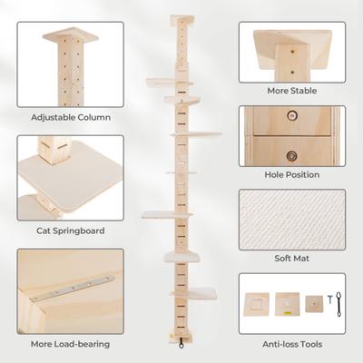 Show full view: Coziwow Floor to Ceiling Adjustable Height Cat Tree Tower, 98-114in, Yellow slide 5 of 11