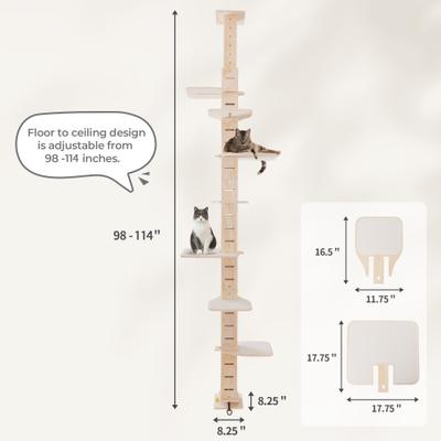 Show full view: Coziwow Floor to Ceiling Adjustable Height Cat Tree Tower, 98-114in, Yellow slide 3 of 11