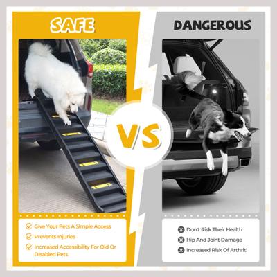 Show full view: Coziwow Foldable Dog Car Ramp with Stairs, Black, 61-in slide 9 of 9