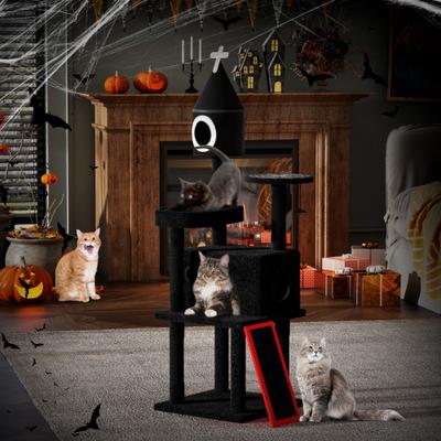 Show full view: Coziwow Gothic Style 64-in Cat Tree Tower, Black slide 4 of 12