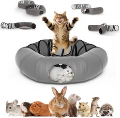 Coziwow Indoor 2-in-1 Collapsible Cat Tunnel Bed, Gray