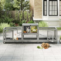 Coziwow Indoor 3-Tier 3-Door Wooden Rabbit Cage, Grey, Large : 94.5-in, 94.5-L slide 2 of 9