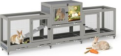 Coziwow Indoor 3-Tier 3-Door Wooden Rabbit Cage, Grey, Large : 94.5-in, 94.5-L