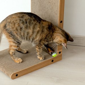 Coziwow L-Shaped Cat Scratcher Toy, Walnut