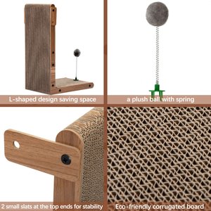 Coziwow L-Shaped Cat Scratcher Toy, Walnut