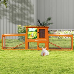 Coziwow Large Fashion Wooden Outdoor Rabbit Hutch, Orange