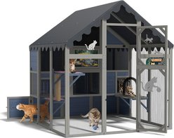 Coziwow Outdoor Catio Wooden Cat Playpen, Gray