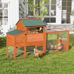 Coziwow Outdoor House with Nesting Box Wooden Small Animal & Poultry cage, 82-L, Orange
