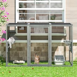 Coziwow Outdoor Wooden Cat Cage Playpen, Gray