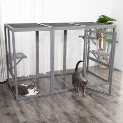 Coziwow Outdoor Wooden Cat Cage Playpen, Gray slide 2 of 9