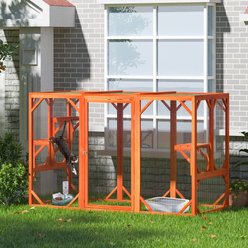 Coziwow Outdoor Wooden Cat Cage Playpen, Orange