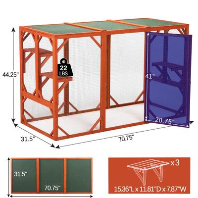 Show full view: Coziwow Outdoor Wooden Cat Cage Playpen, Orange slide 6 of 12