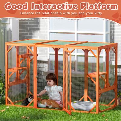 Show full view: Coziwow Outdoor Wooden Cat Cage Playpen, Orange slide 7 of 12