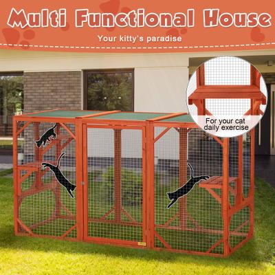 Show full view: Coziwow Outdoor Wooden Cat Cage Playpen, Orange slide 8 of 12
