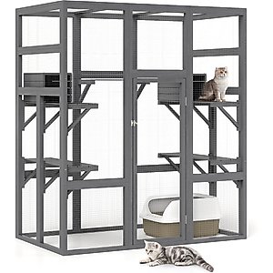 Coziwow Patio Outdoor Cat Playpen, Grey, Large