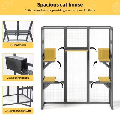 Show full view: Coziwow Patio Outdoor Cat Playpen, Grey, Large slide 7 of 9