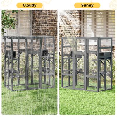 Show full view: Coziwow Patio Outdoor Cat Playpen, Grey, Large slide 8 of 9