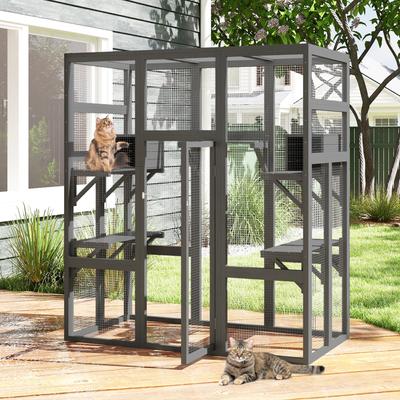 Show full view: Coziwow Patio Outdoor Cat Playpen, Grey, Large slide 6 of 9