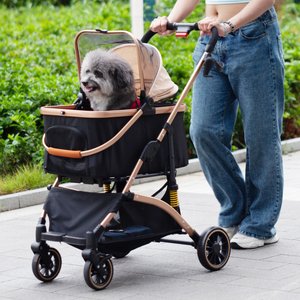 Coziwow Premium 3-in-1 Foldable with Detachable Carrier Dog & Cat Stroller, Black/Gold