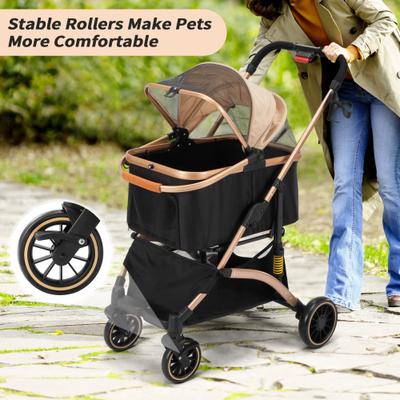 Show full view: Coziwow Premium 3-in-1 Foldable with Detachable Carrier Dog & Cat Stroller, Black/Gold slide 5 of 11