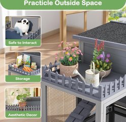 Coziwow Rolling Rabbit Hutch with Balcony & Tray, Grey slide 2 of 9