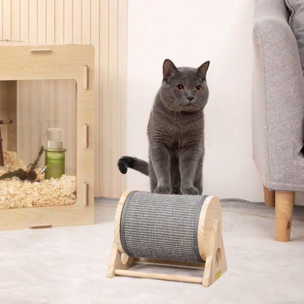 Coziwow Rotatable Cat Scratcher Post with Catnip, Beige