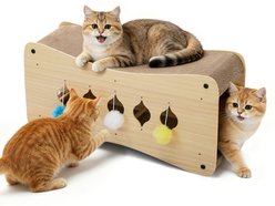 Coziwow 26-in Scratcher Tunnel Lounge Cardboard Cat Toy, Brown