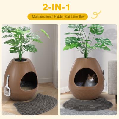 Show full view: Coziwow Smart Odor Removal System & Trap Mat Cat Litter Box, Brown slide 3 of 10