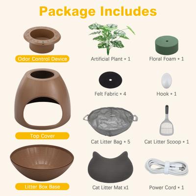 Show full view: Coziwow Smart Odor Removal System & Trap Mat Cat Litter Box, Brown slide 2 of 10