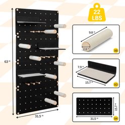 Coziwow Wall-Mounted Cat Climber Scratcher Shelves on Pegboard, Black slide 2 of 9