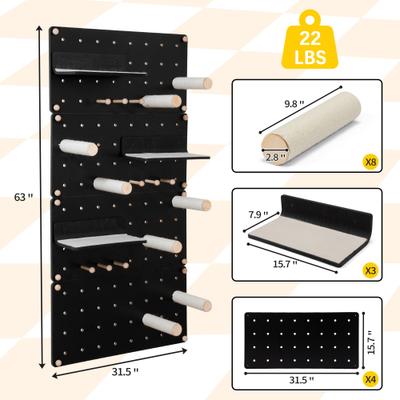 Show full view: Coziwow Wall-Mounted Cat Climber Scratcher Shelves on Pegboard, Black slide 3 of 12